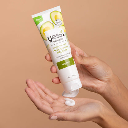 avocado fragrance-free daily cream cleanser with hyaluronic acid to hydrate dry skin