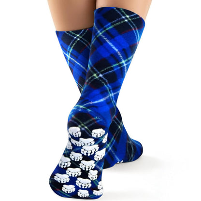 Kids' Nonskid Fleece Socks - Blue Argyle