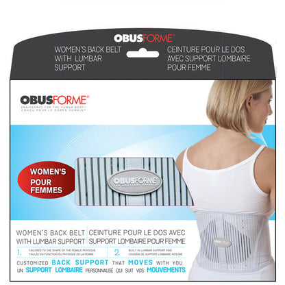 ObusForme Women's Back Support Belt - Light Grey, Medium/Large - Posture & Lower Back Pain Relief