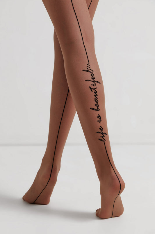 Fantasy Tights Conte Beauty - Seaming imitation and Tattoo Design