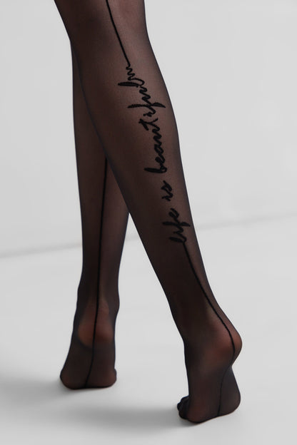 Fantasy Tights Conte Beauty - Seaming imitation and Tattoo Design