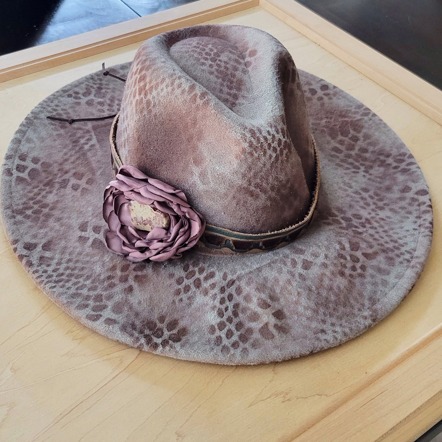 CUSTOM Hand-Painted Branded Cowgirl Western Boho Hat A89