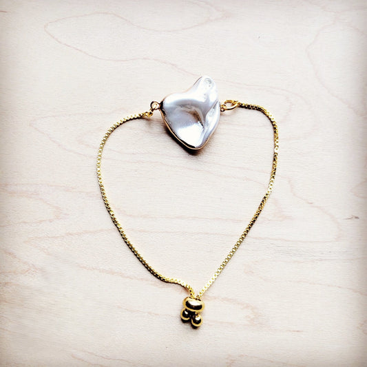 **Freshwater Pearl Gold Bracelet with Adjustable Slide 807z