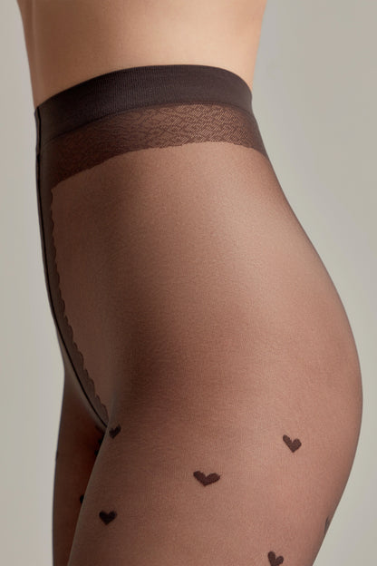 Fantasy Tights Conte Bonheur - Hearts Pattern