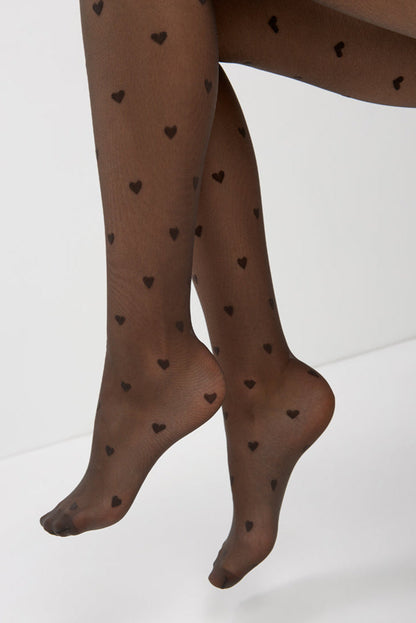 Fantasy Tights Conte Bonheur - Hearts Pattern
