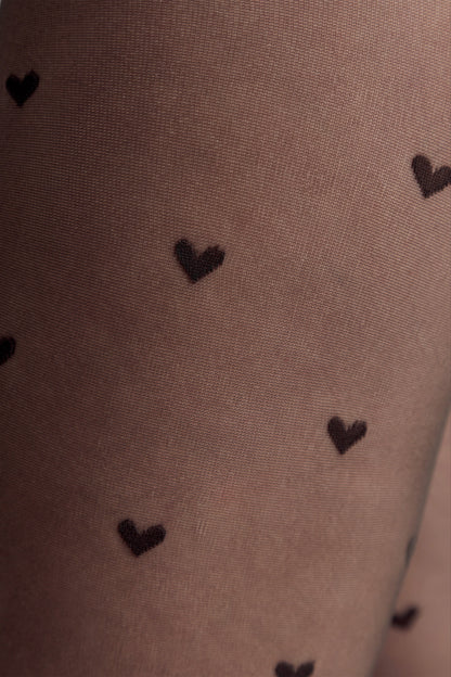 Fantasy Tights Conte Bonheur - Hearts Pattern
