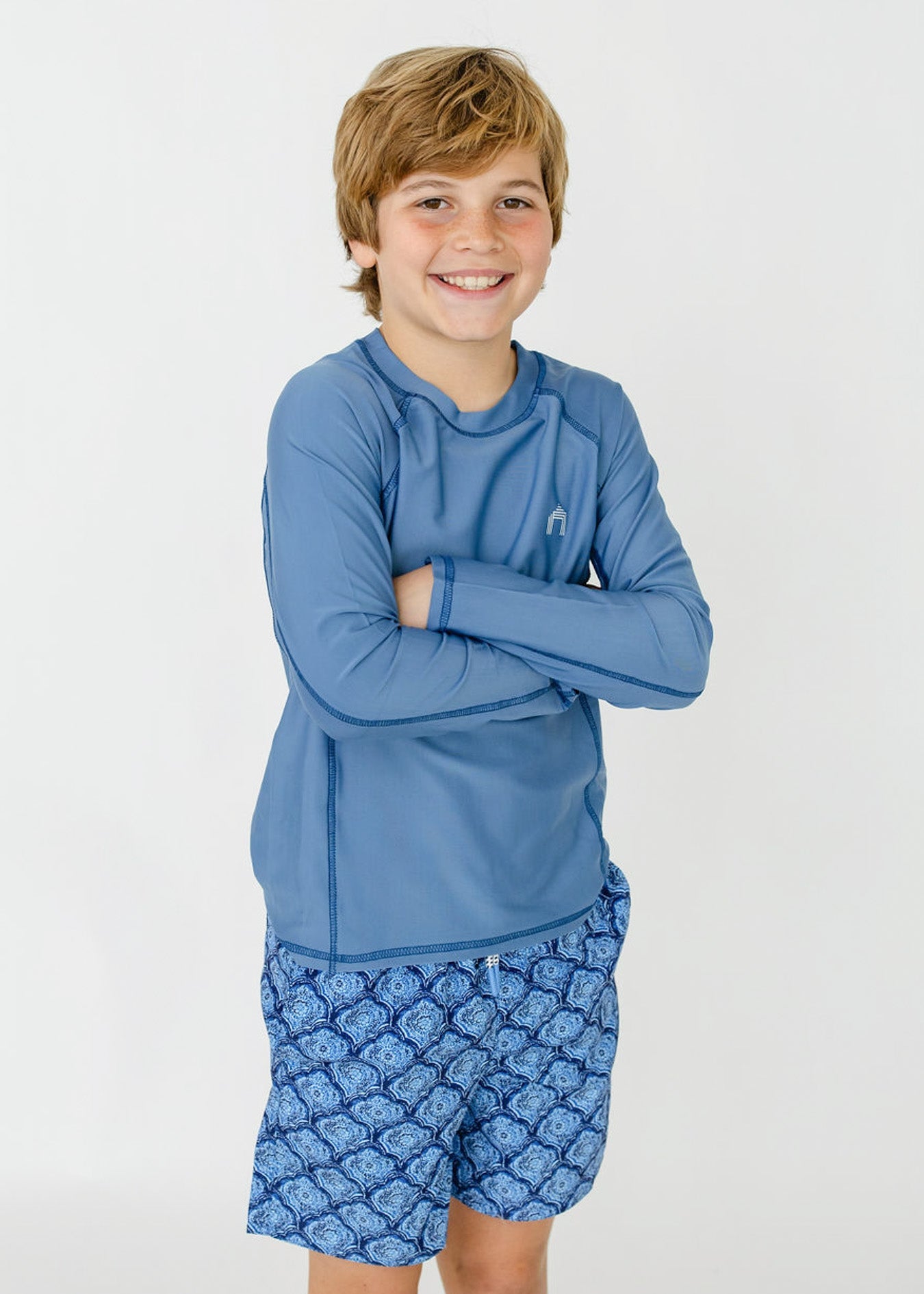 Boys Light Blue Long Sleeve Rashguard
