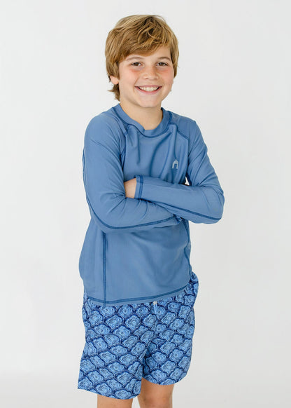 Boys Light Blue Long Sleeve Rashguard