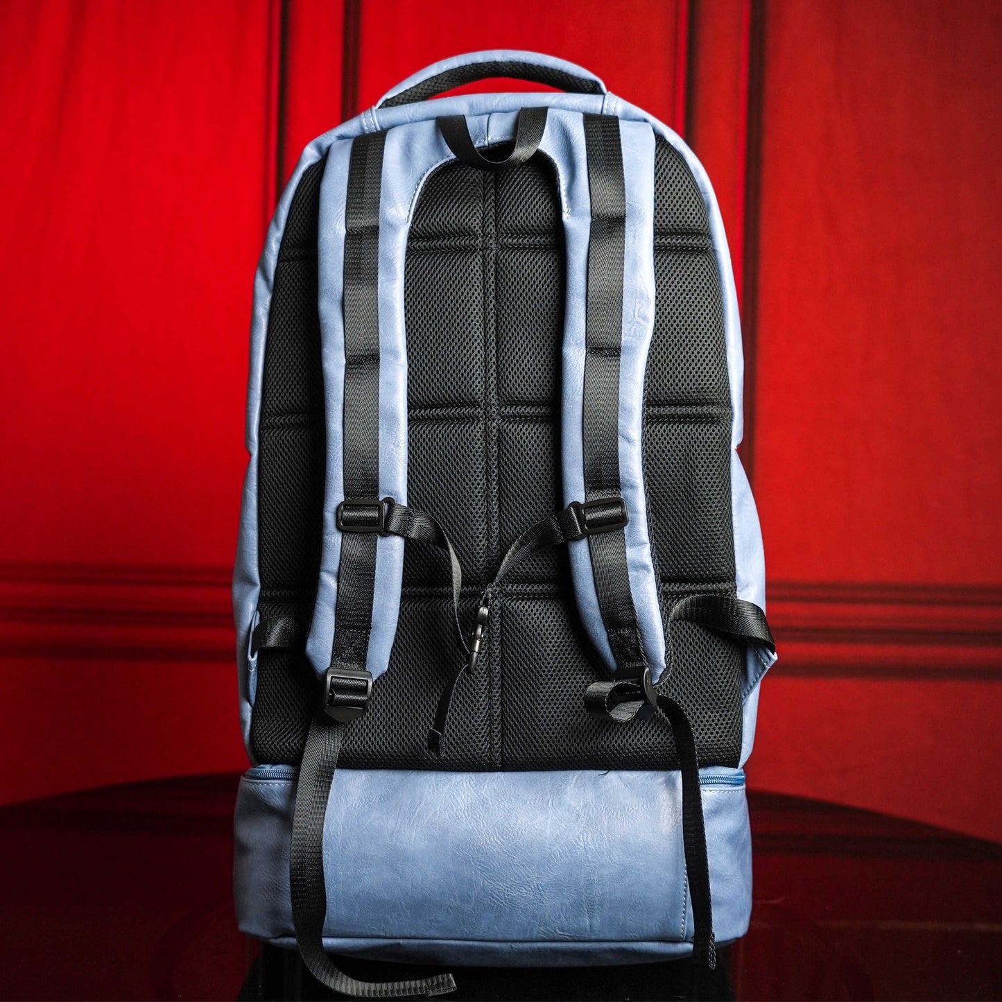 Baby Blue Leather Patented Carry-On Backpack