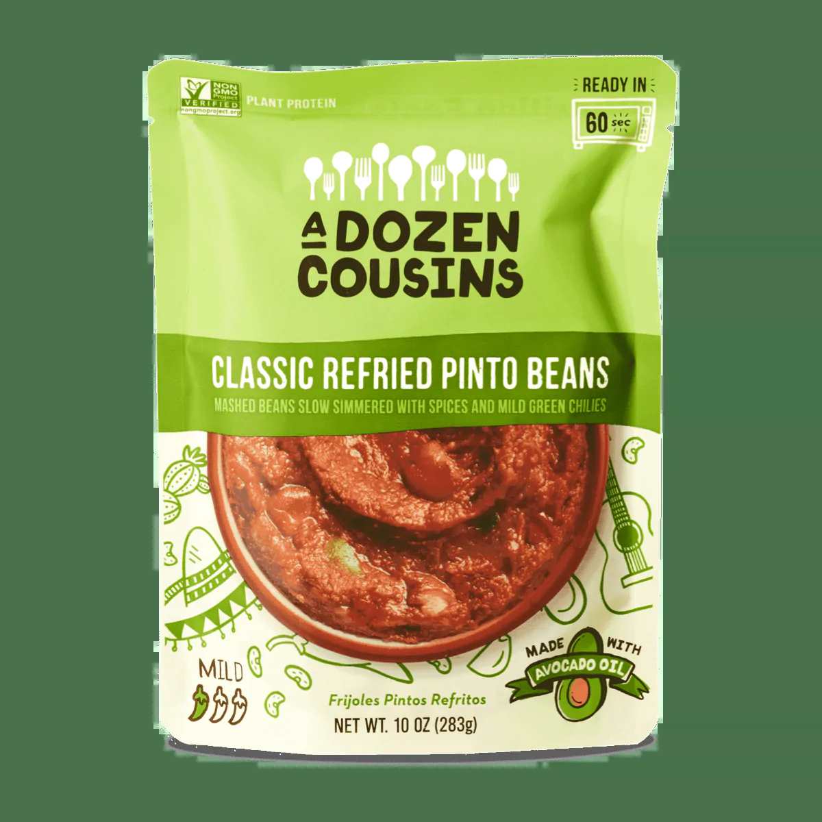 A Dozen Cousins Classic Refried Pinto Beans (Pack of 6 - 10 Ounce)