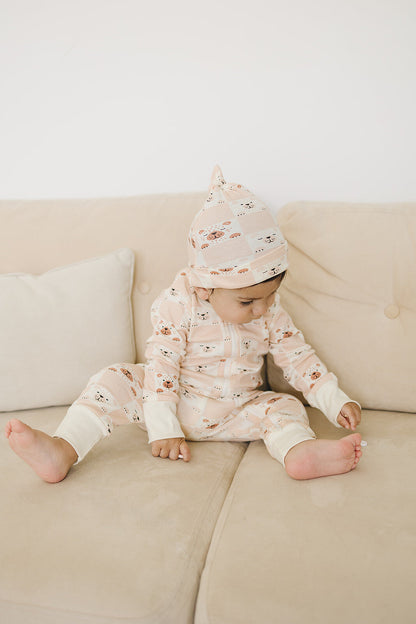 GOTS Certified Organic Cotton Hat - Checkered Bear