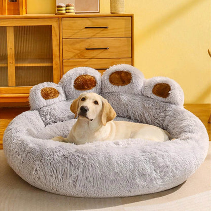 Big Paw Plush Pet Sofa Bed – Washable Dog & Cat Bed with Calming Raised Edges (Small to XL)