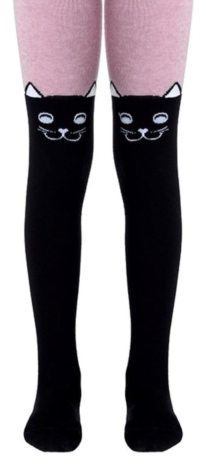 #4С-02СП(466) - Tip-Top Conte-Kids Classic Solid Cat Face Cotton Tights For Girls 2yr. 4yr. 6yr. 8yr. 10yr. 12yr.