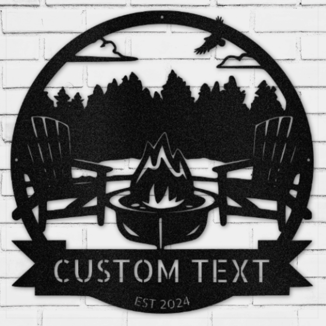 Lake Scene Metal Sign - Personalized Gifts - Custom Campfire and Camper Decor Sign