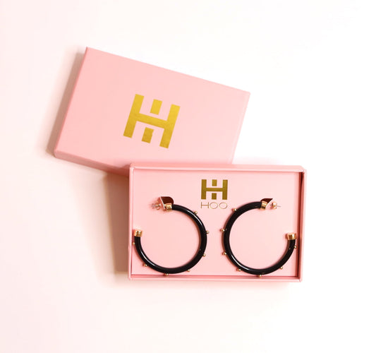 Hoops - Black with Gold Balls