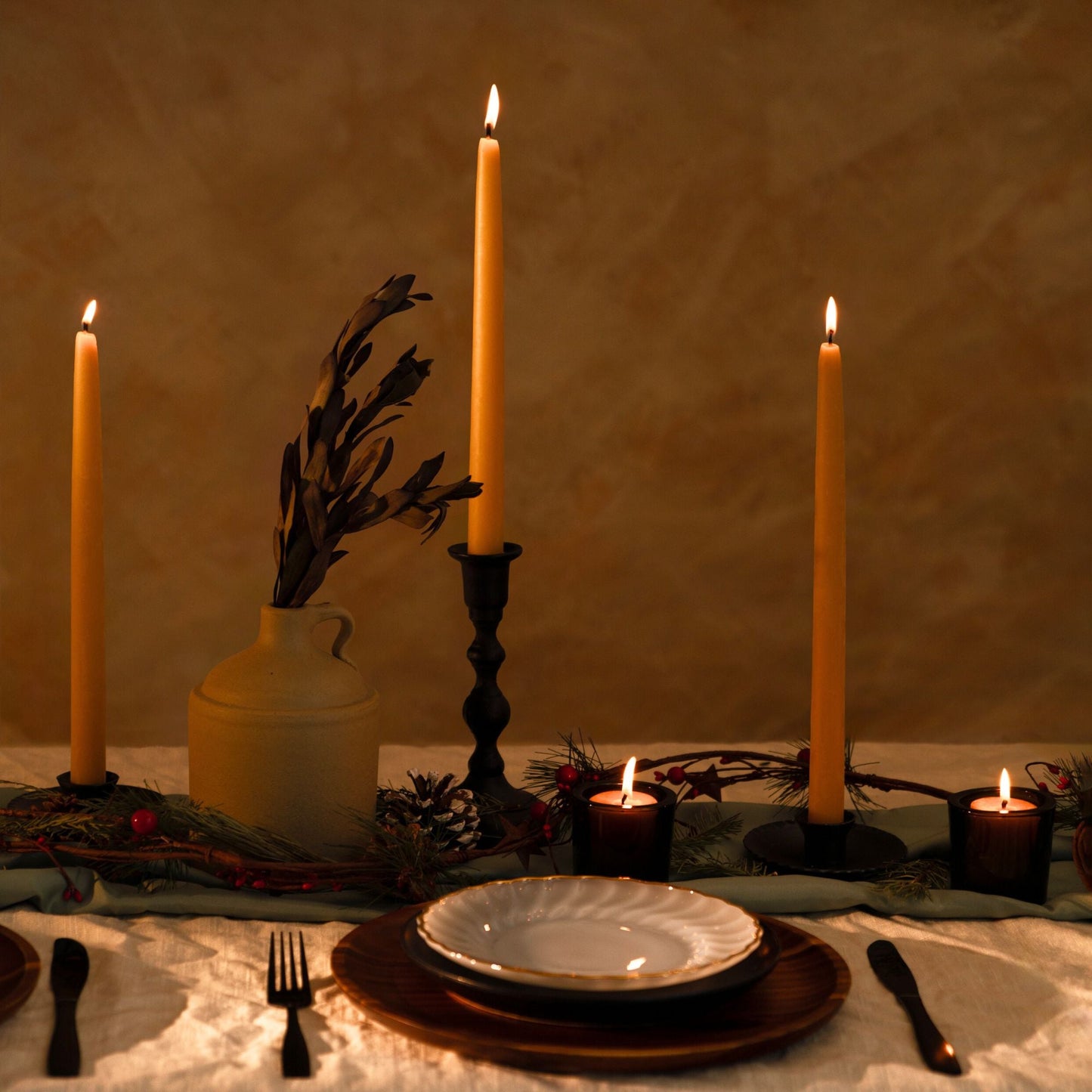 Beeswax Taper Candles - Hand-Dipped - 1 Pair