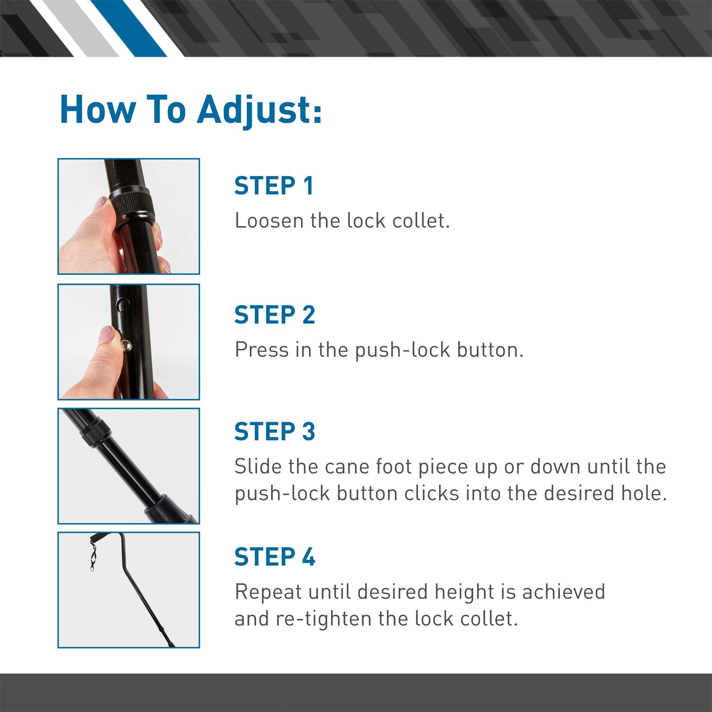 BodyMed Offset Cane, Aluminum, Adjustable Height