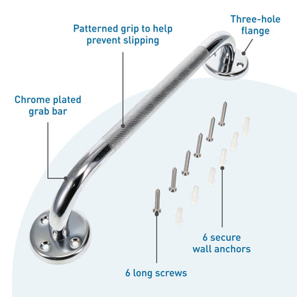 BodyMed Wall Grab Bar, Chrome Plated Steel