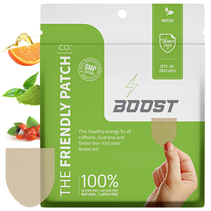 Boost Energy Patches: Caffeine, Guarana Green Tea Transdermal Energy - 28 Pack