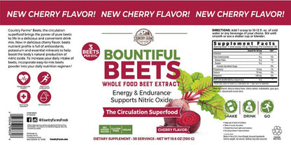 Country Farms Bountiful Beets Powder, Electrolyte Superfood Blend, 10.6 oz