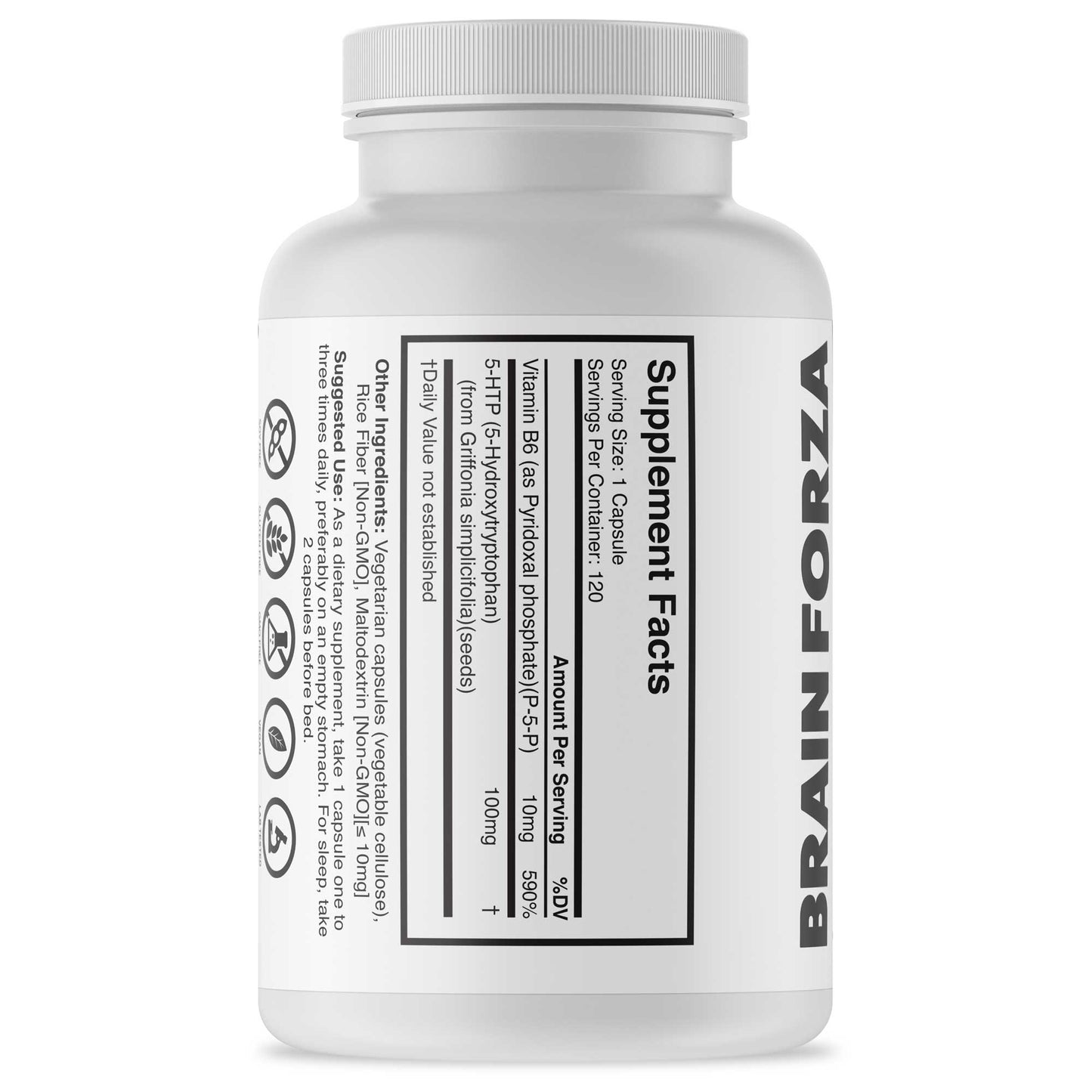 Natural 5-HTP 100mg w/ Vitamin B6, 120 Capsules
