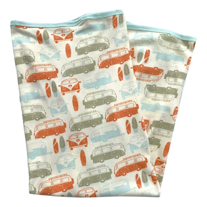 GOTS Certified Organic Cotton Blanket - Vintage Busses