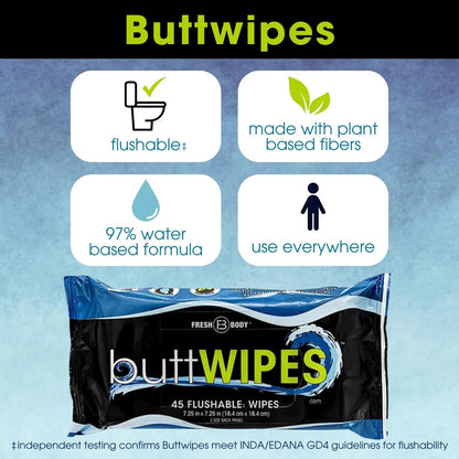 Buttwipes 45ct Flow Pack (select quantity)