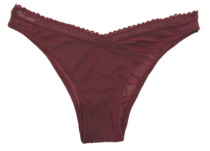 V-Front Mesh Cheeky with Lace, XS-2X