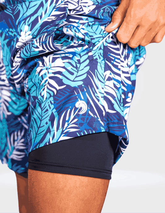 Caribbean Palms - Waterproof Pocket Swim Shorts - Athletic Liner
