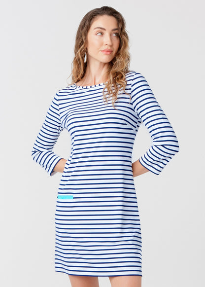 Navy Stripe Cabana Shift Dress