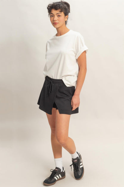 Wrap Front Elastic Waist Skort