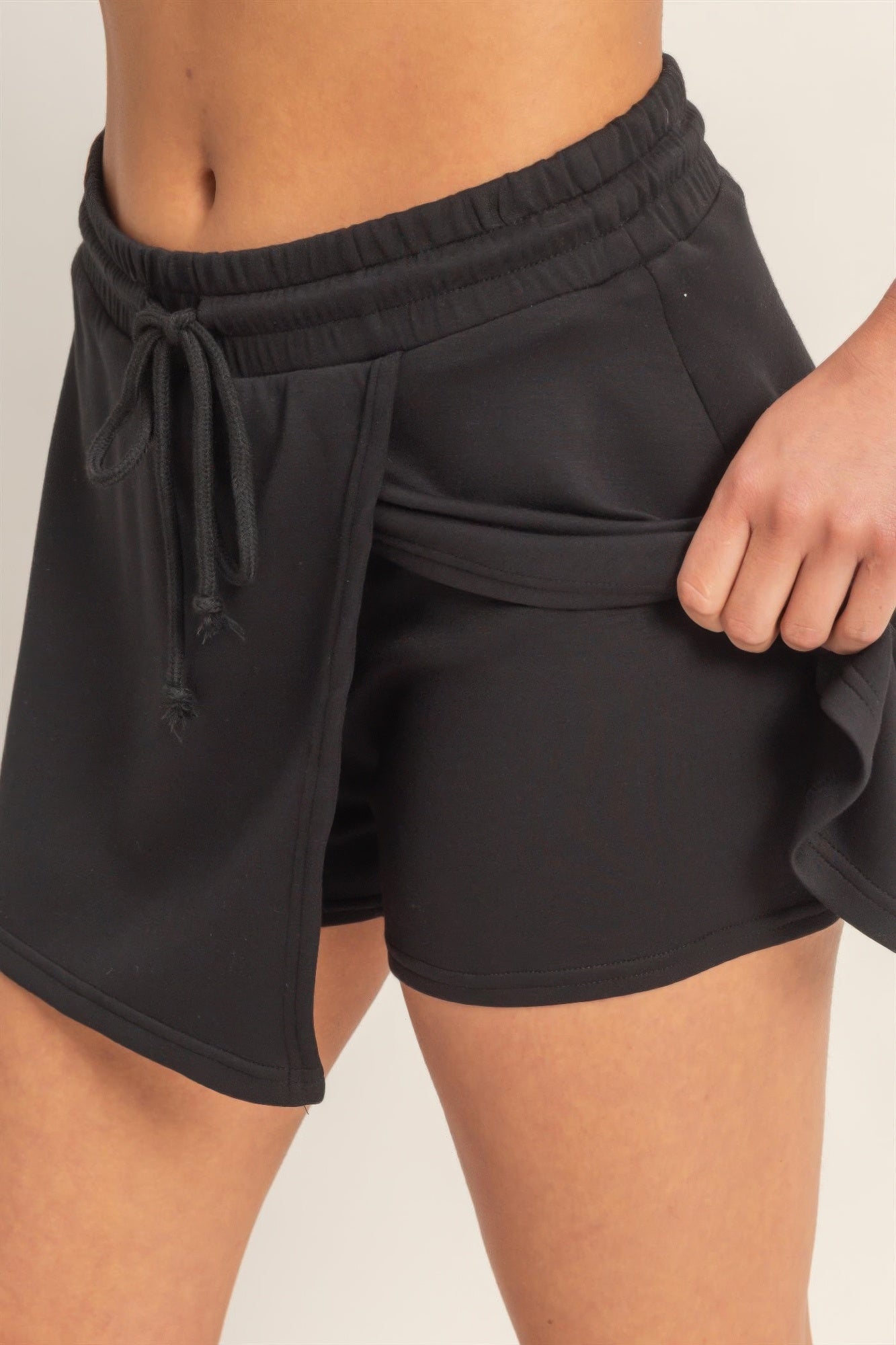 Wrap Front Elastic Waist Skort