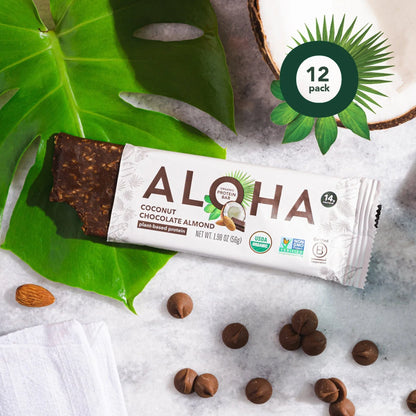 Aloha Plt Protein Bar: Coconut Chocolate, 12 Pack, 1.98 Oz Each