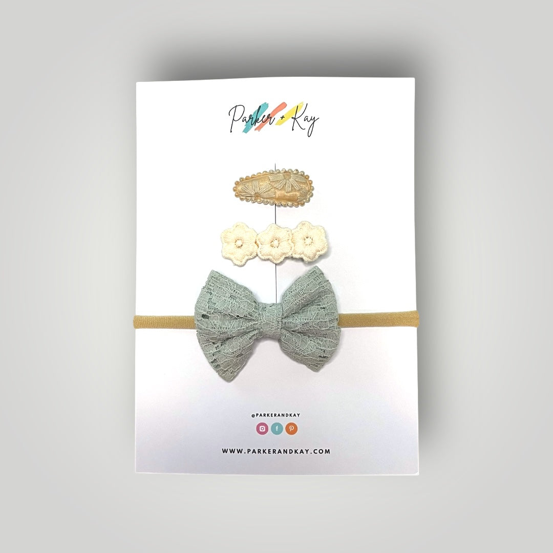 Baby 3-Piece Lace Bow Variety Set
