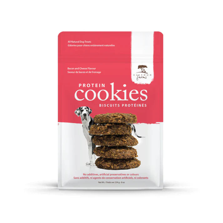 Caledon Farms Protein Dog Treats: Savory Bacon Cheddar Cookie Delights (Pack of 4)