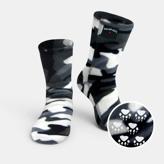 Kids' Nonskid Fleece Socks - Snow Camo