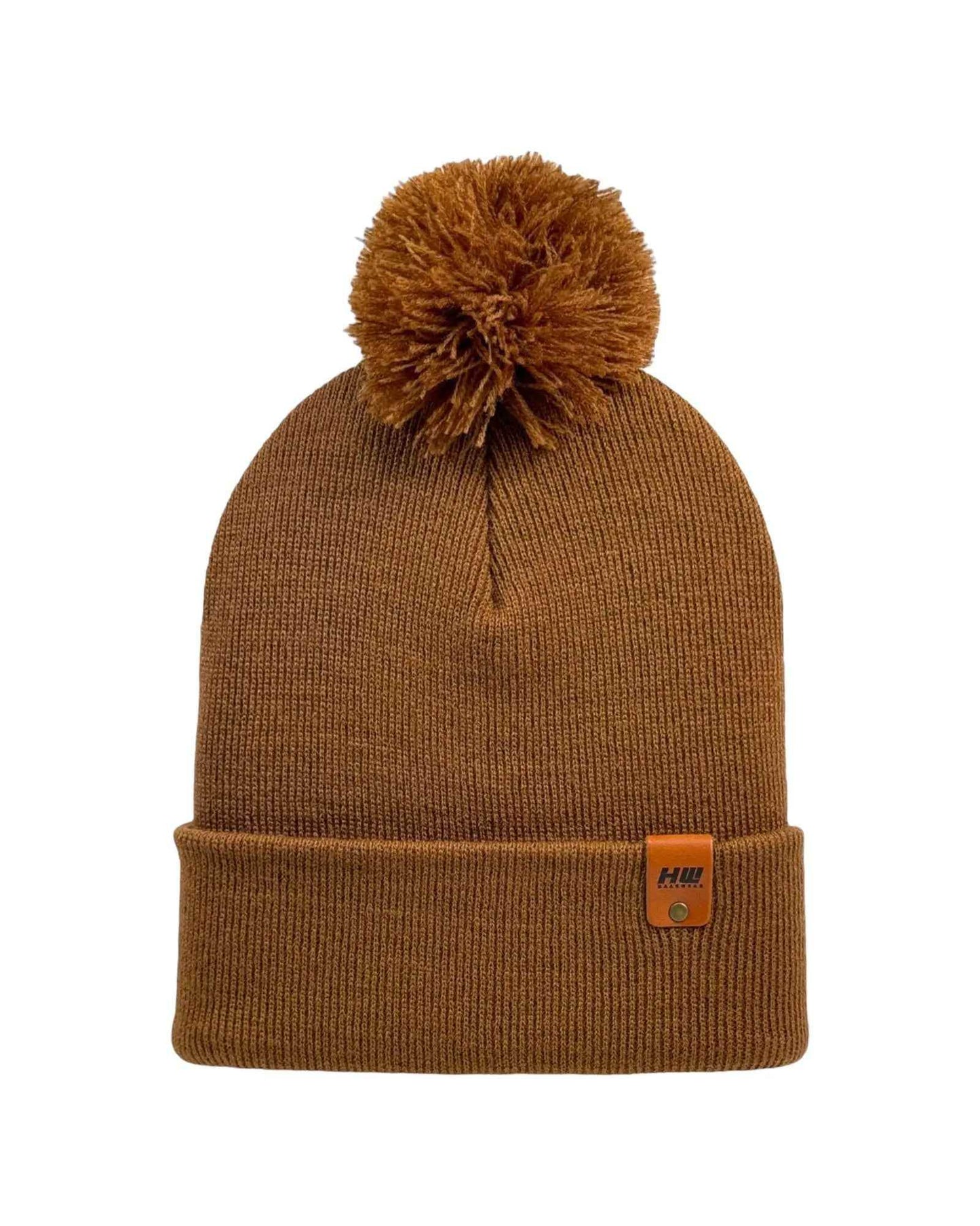 Classic Cuffed Pom Pom Beanie, Camel Brown