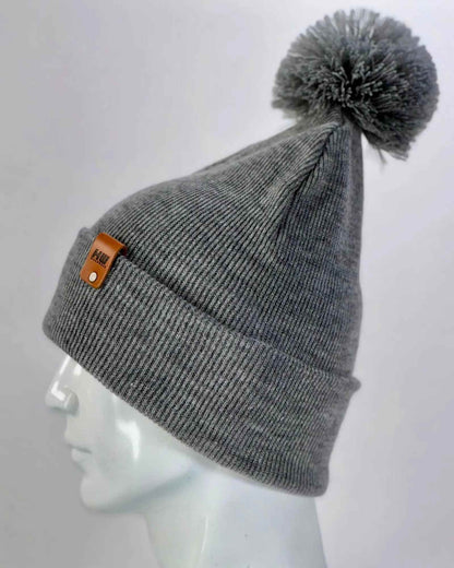 Classic Cuffed Pom Pom Beanie, Koala Gray