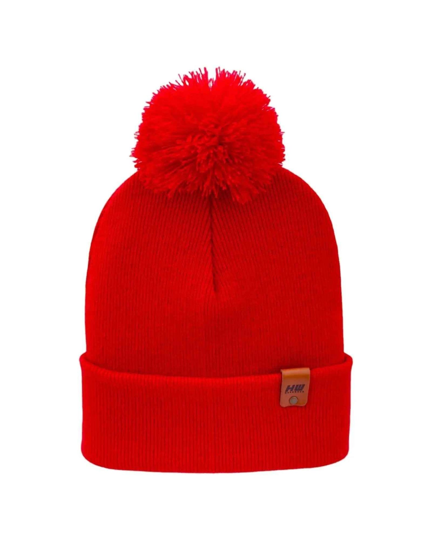 Classic Cuffed Pom Pom Beanie, Scarlet Red