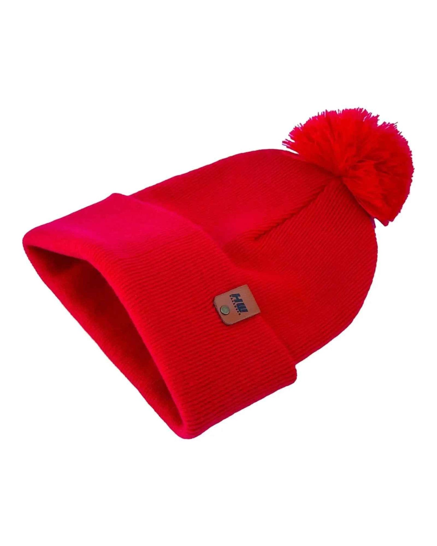Classic Cuffed Pom Pom Beanie, Scarlet Red