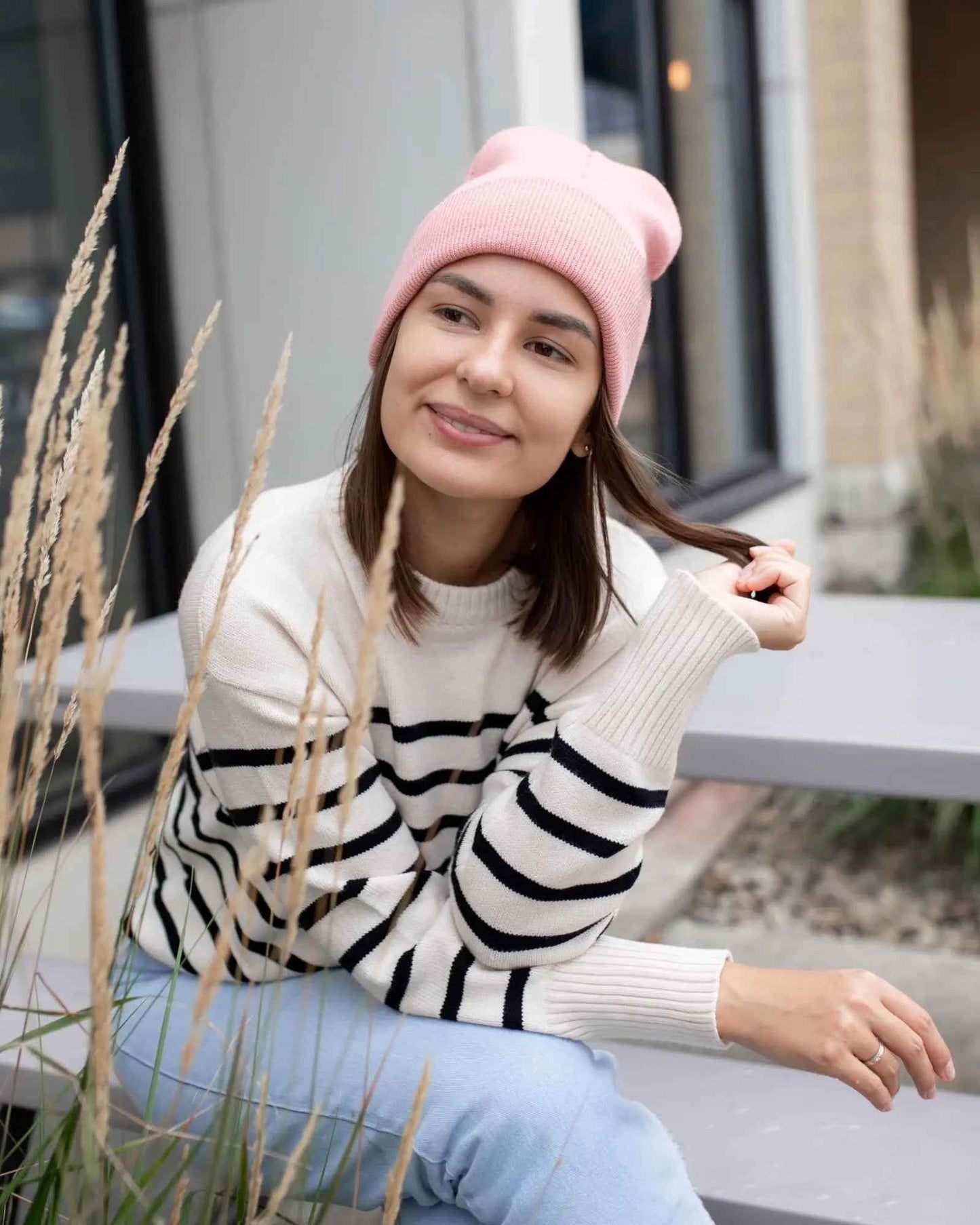Classic Silent Cuffed Beanie, Pearl Pink