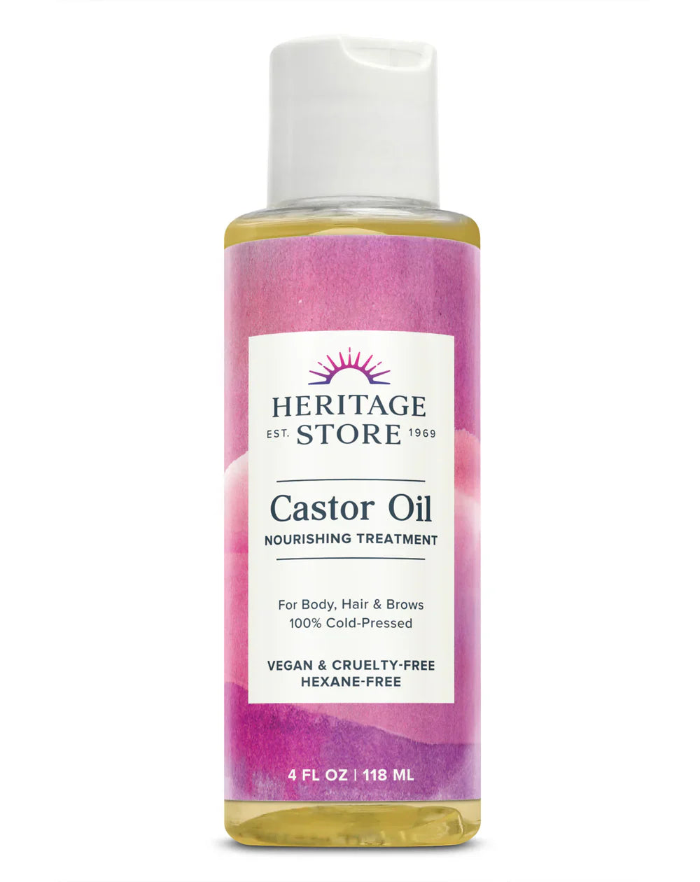 Heritage Products Castor Oil, Pure, Hexane Free (4 Fl Oz)