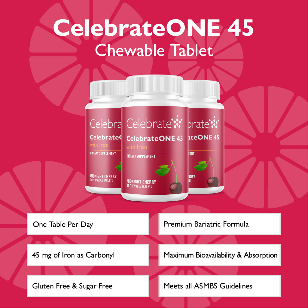 CelebrateONE 45 Once Daily Bariatric Chewable Multivitamin with Iron
