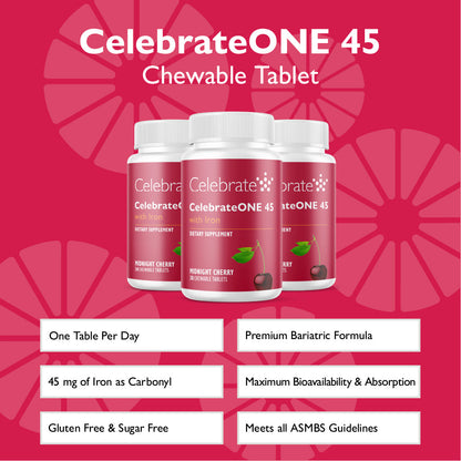 CelebrateONE 45 Once Daily Bariatric Chewable Multivitamin with Iron