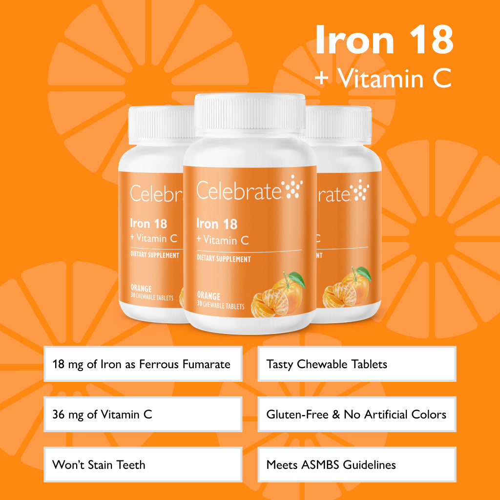 Iron 18 mg + Vitamin C Chewable Tablets, Orange