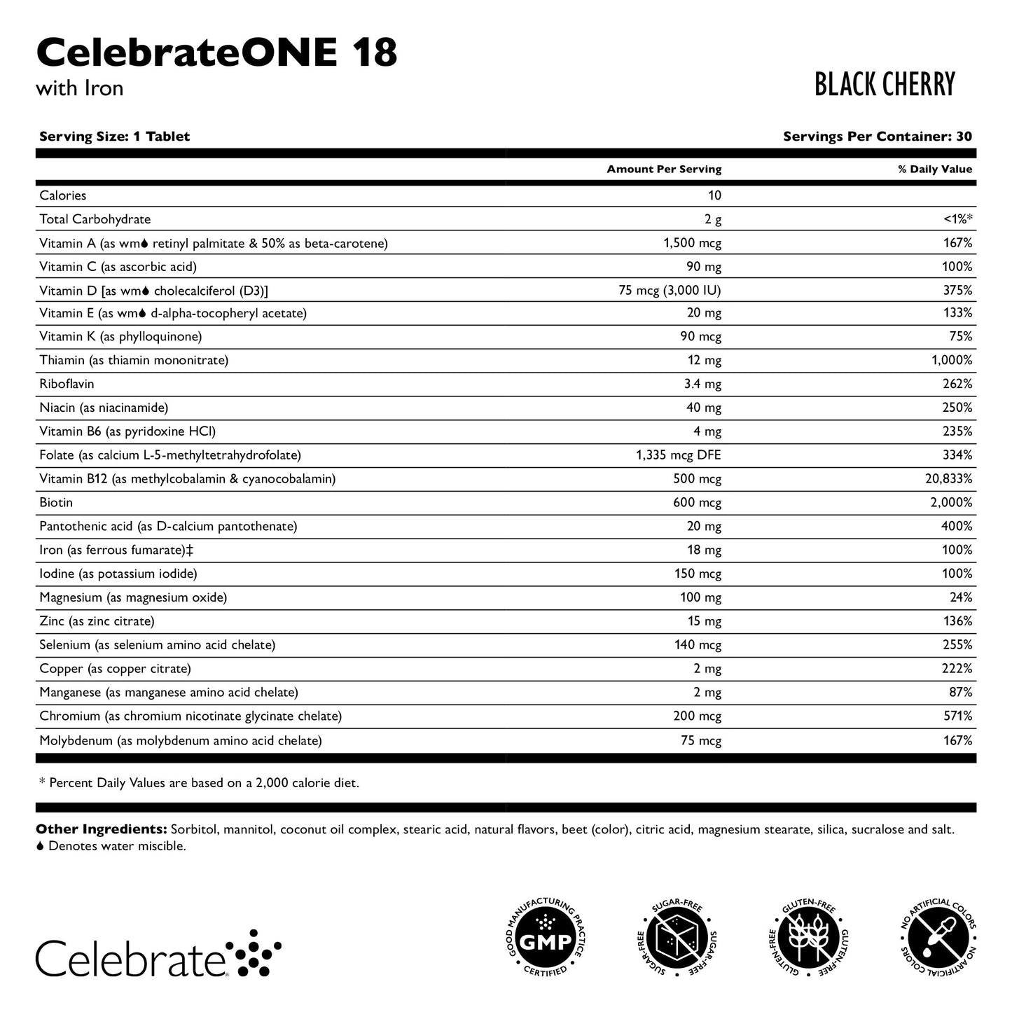 CelebrateONE 18 Once Daily Bariatric Chewable Multivitamin with Iron, Black Cherry
