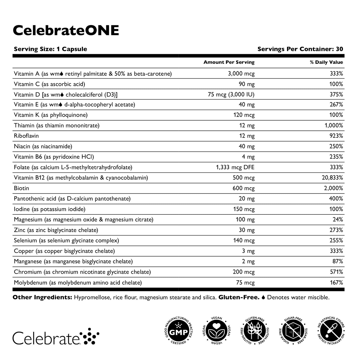 CelebrateONE Bariatric One A Day Multivitamin Capsules, Iron Free