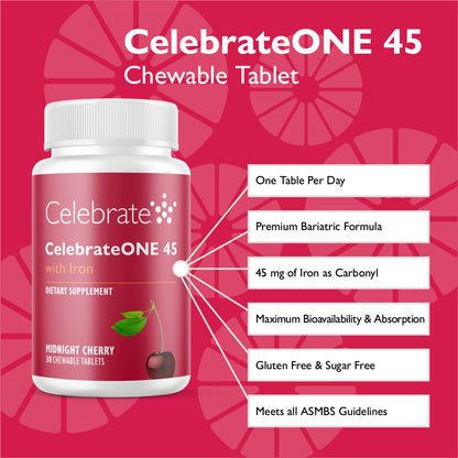 CelebrateONE 45 Once Daily Bariatric Chewable Multivitamin with Iron