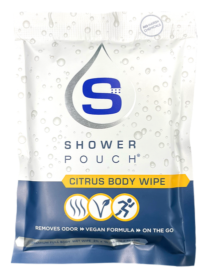 Adventure Sampler Kit: 4 Shower Pouches, 1 Hand Sanitizer (80%), and 1 Deodorant