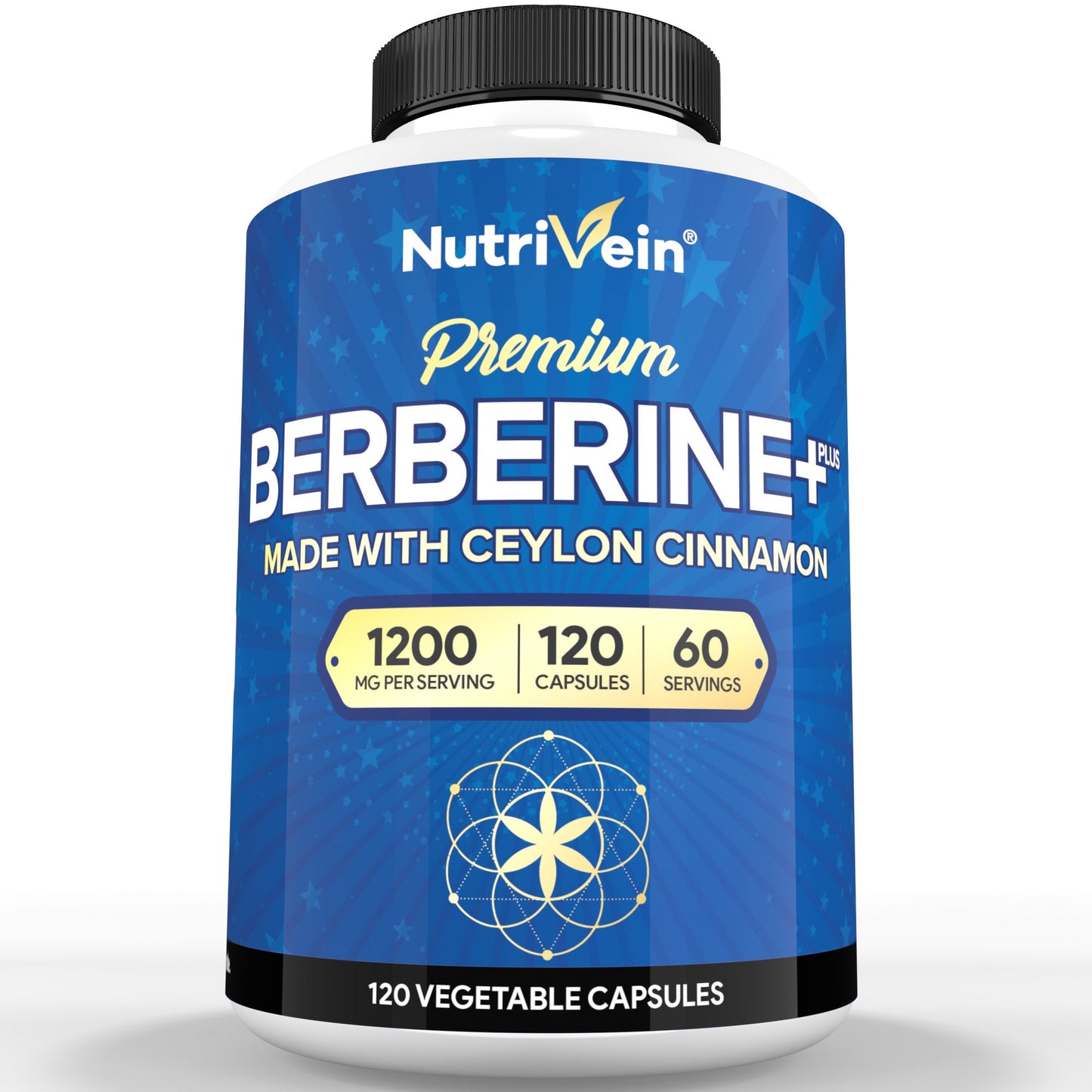 Nutrivein Premium Berberine 1200 mg with Ceylon Cinnamon - 120 Capsules